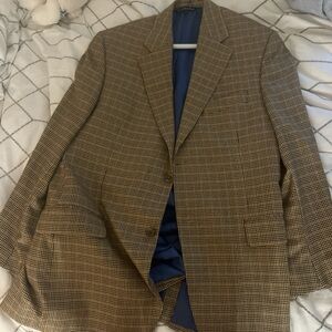 Elegant Tan Checkered Men's Blazer